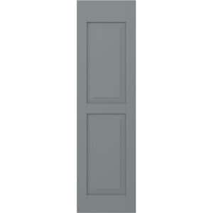 12 in. W x 58 in. H Americraft 2-Equal Raised Panel Exterior Real Wood Shutters Pair in Ocean Swell