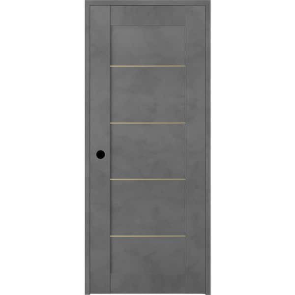 Belldinni Vona 07 4H Gold 18 in. x 80 in. Right-Handed Solid Core Dark Urban Textured Wood Single Prehung Interior Door