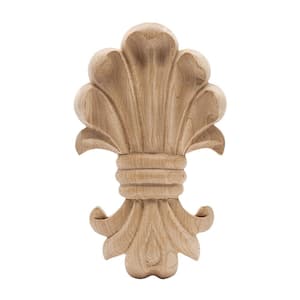 7/8 in. x 3-7/8 in. x 6-5/8 in. Unfinished Hand Carved Hard Maple Wood Acanthus Applique Onlay Moulding (2-Pack)