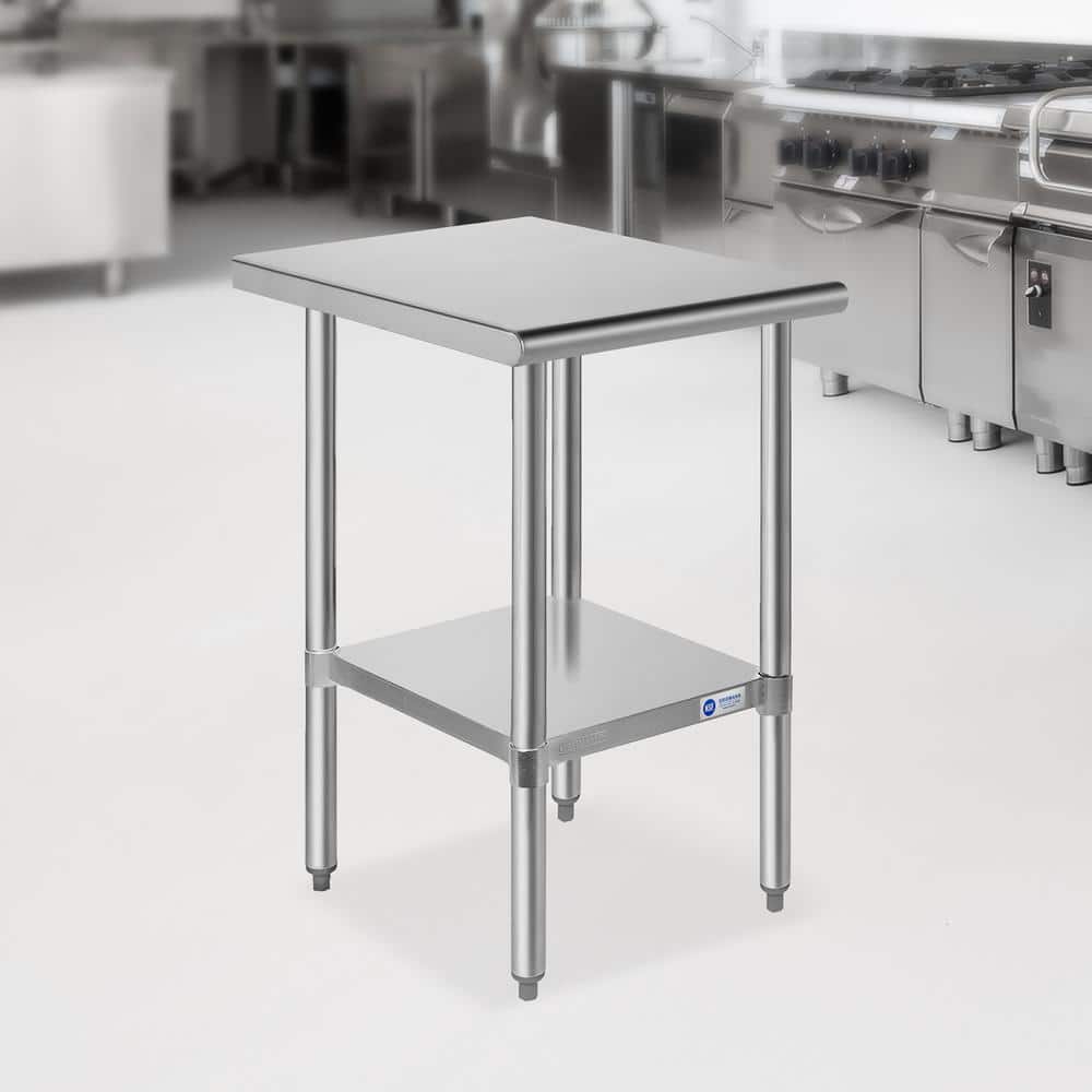 GRIDMANN 34.5" Stainless Steel Commercial Prep Table with Undershelf