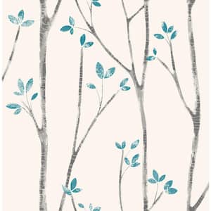 Ingrid Blue Scandi Tree Blue Wallpaper Sample