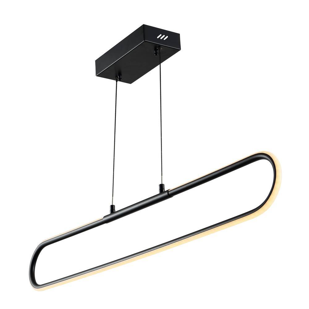 Ned Minimalistic 39" Black Metal Adjustable LED Linear Pendant