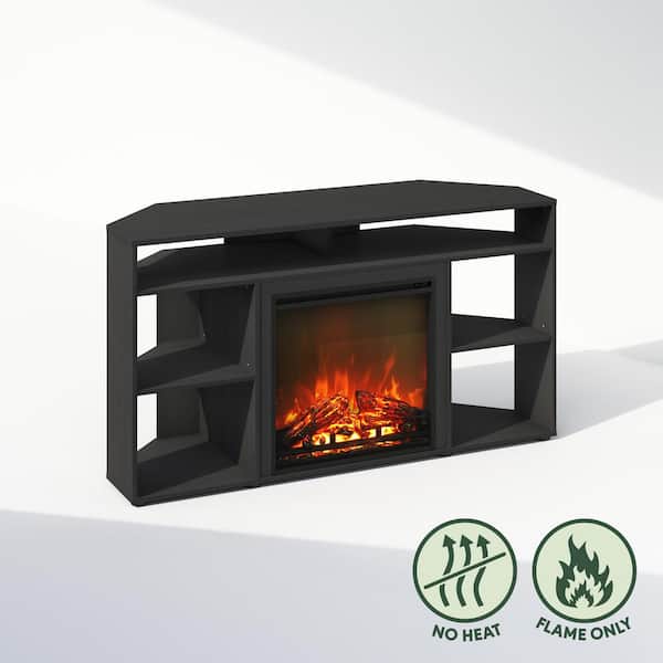 Furinno Jensen Americano TV Stand Entertainment Center Fits TV's up to 55 in. with No Heat Decorative Electric Fireplace