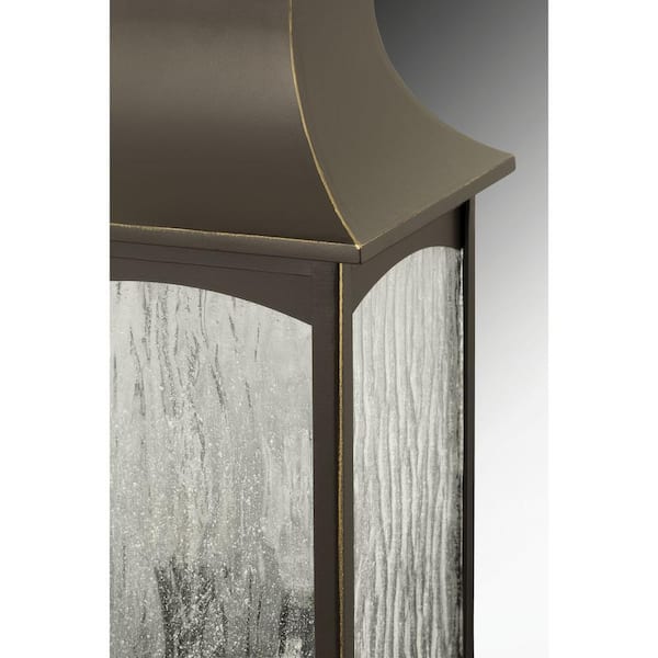 Maison Collection 1-Light Oil Rubbed Bronze Water Seeded Glass Farmhouse Outdoor Small Wall Lantern Light