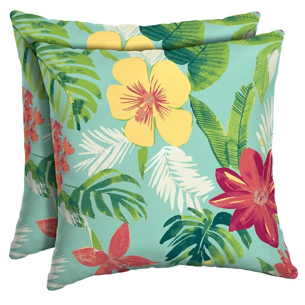 ARDEN SELECTIONS 16 x 16 Elea Tropical Square Outdoor Throw Pillow (2-Pack)