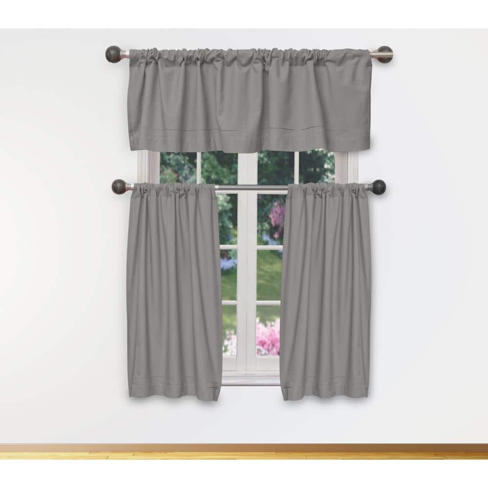 Gray Solid Rod Pocket Room Darkening Curtain - 15 in. W x 58 in. L (Set of 