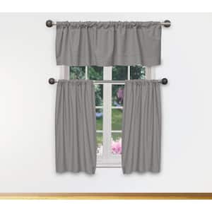 Gray Solid Rod Pocket Room Darkening Curtain - 15 in. W x 58 in. L (Set of 3)