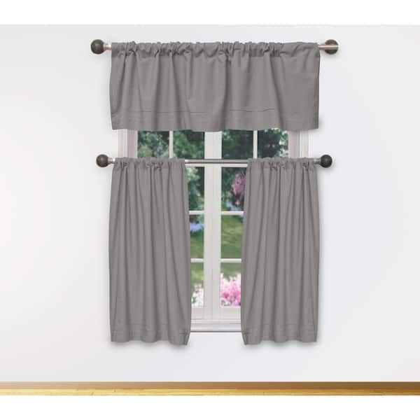 Duck River Gray Solid Rod Pocket Room Darkening Curtain - 15 in. W x 58 in. L (Set of 3)