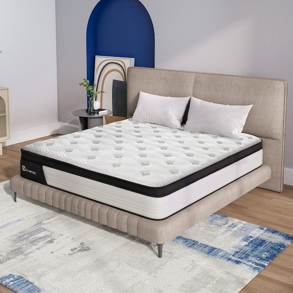 Avenco 12 in. Medium Firm Hybrid Pillow Top Queen Size Mattress, Cooling & CertiPUR-US Certified