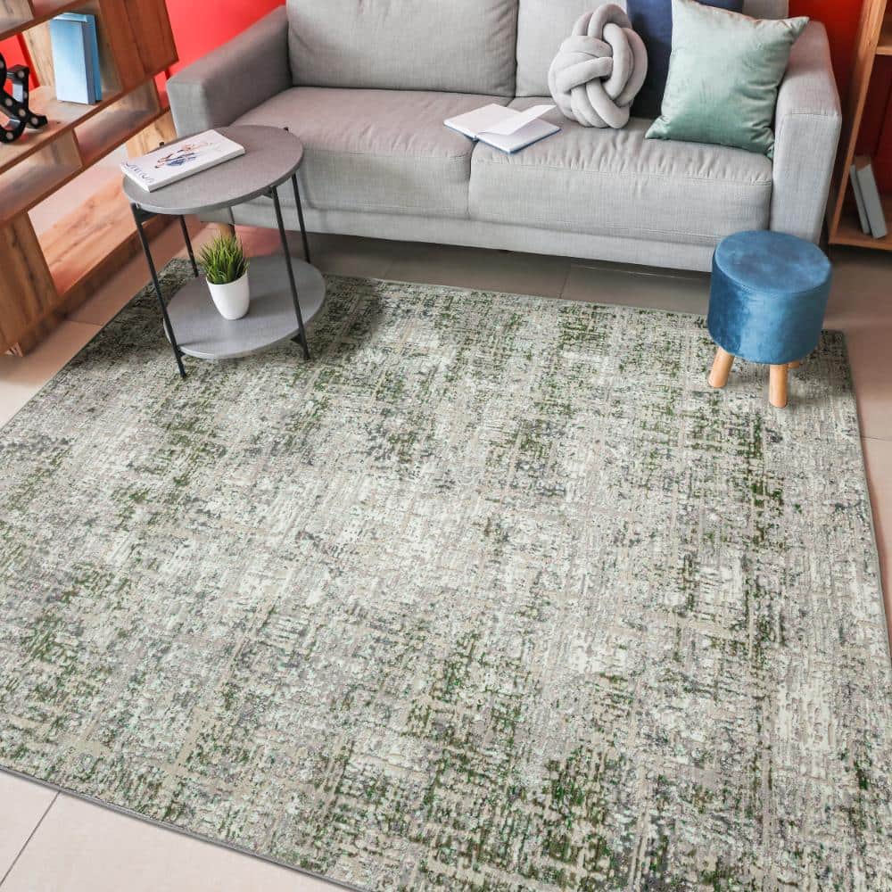 RADICI USA Green 8 ft. x 10 ft. Livigno 1241 Transitional Striated