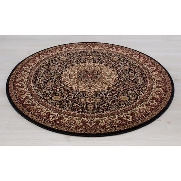 Persian Classics Isfahan Black 8 ft. Round Area Rug
