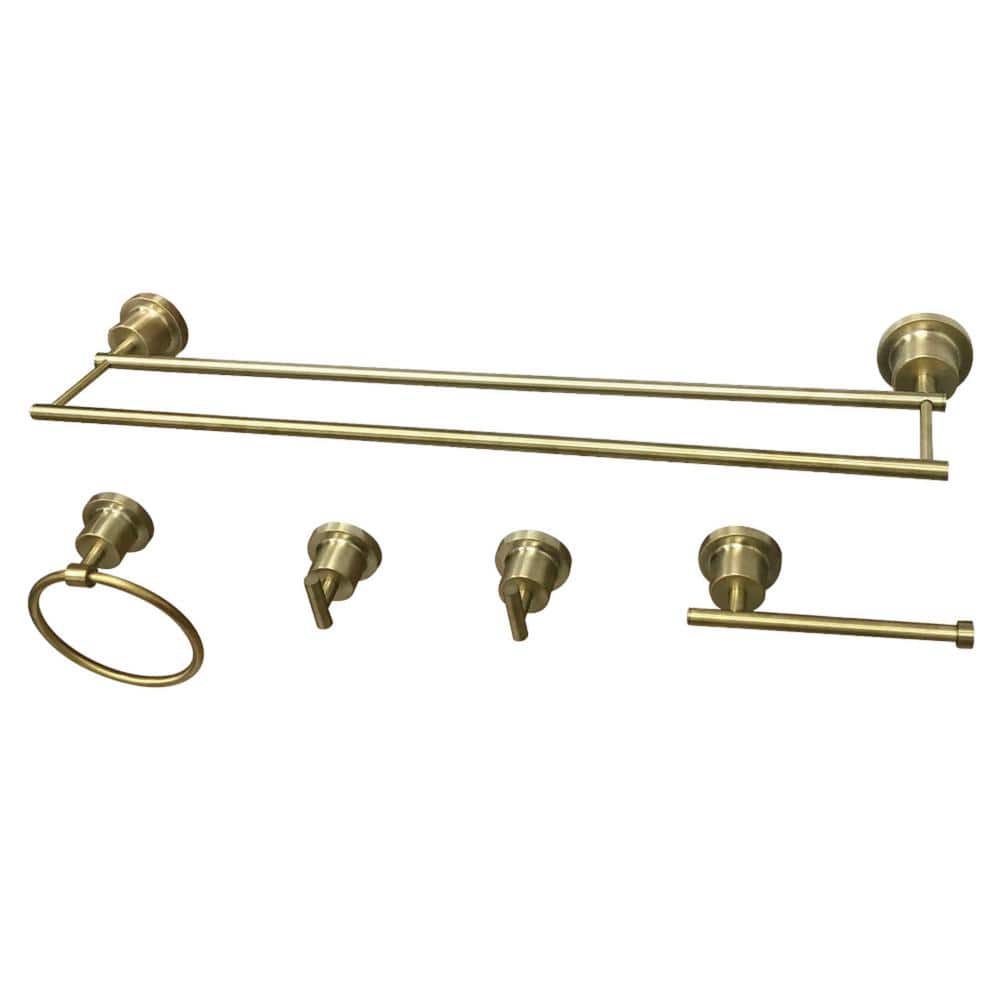 Kingston Brass Modern 5-Piece Bath Hardware Set in Brushed Brass  HBAH821318478SB
