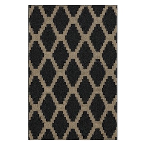 Basics Prism Black 3 ft. 9 in. x 5 ft. 6 in. Transitional Tufted Geometric Lattice Polyester Rectangle Area Rug
