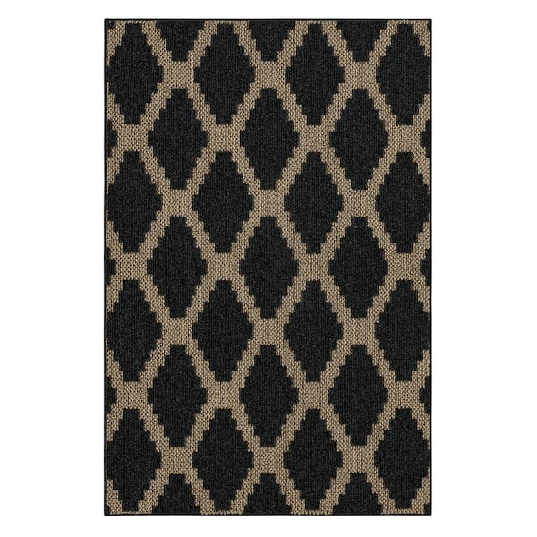 Mohawk Home Basics Prism Black 3 ft. 9 in. x 5 ft. 6 in. Transitional Tufted Geometric Lattice Polyester Rectangle Area Rug