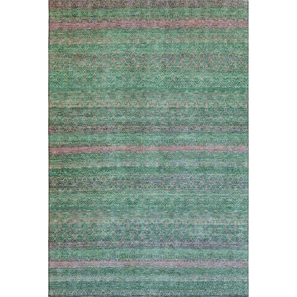 Mayfield Premium Machine Washable Abstract AMF2106 Green 10 ft. x 14 ft. Area Rug