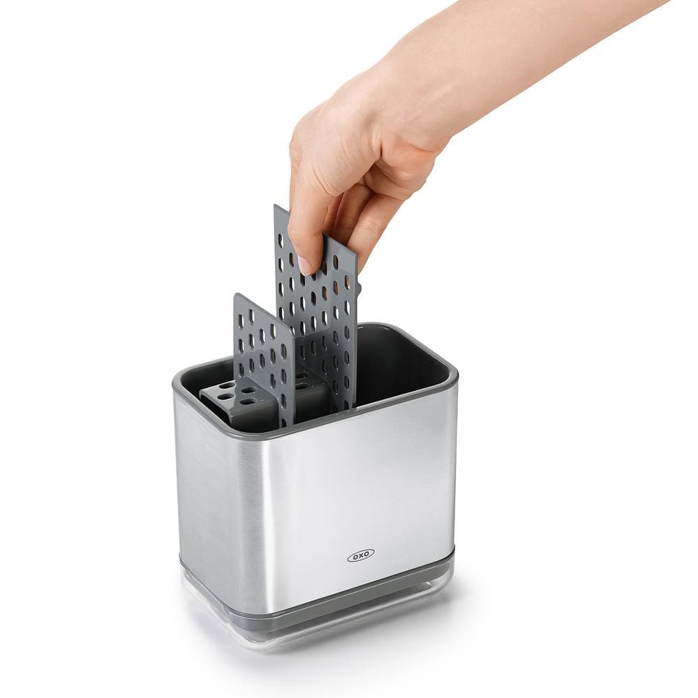 Compact Stainless Steel Sink Caddy with Plastic Inserts