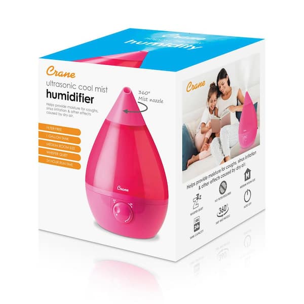 kenkoman Crane Drop Ultrasonic Humidifier, 1.0 Gal, 24Hr Run, Quiet