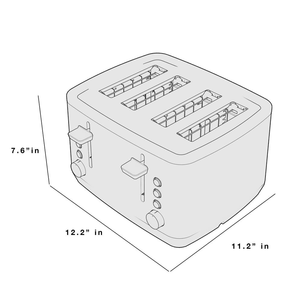 Stainless Steel 4-Slice Toaster with Wide Slots and Crumb Tray
