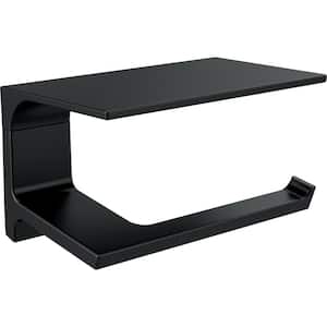 Pivotal Toilet Paper Holder with Shelf in Matte Black