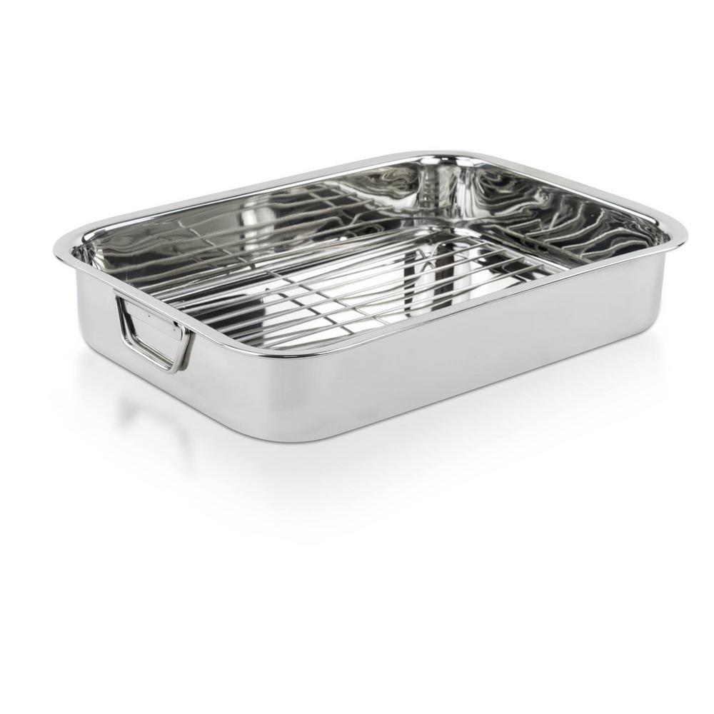 LEXI HOME 7.2 qt. 16 in. Classic Stainless Steel Roasting Pan with
