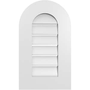 14 in. x 24 in. Round Top Surface Mount PVC Gable Vent: Functional with Standard Frame