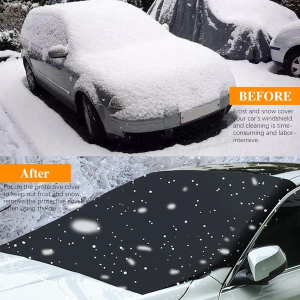 Shatex 82 in. x 47 in. Black Car Windshield Snow Cover with Magnetic Edge  WSC8247B - The Home Depot