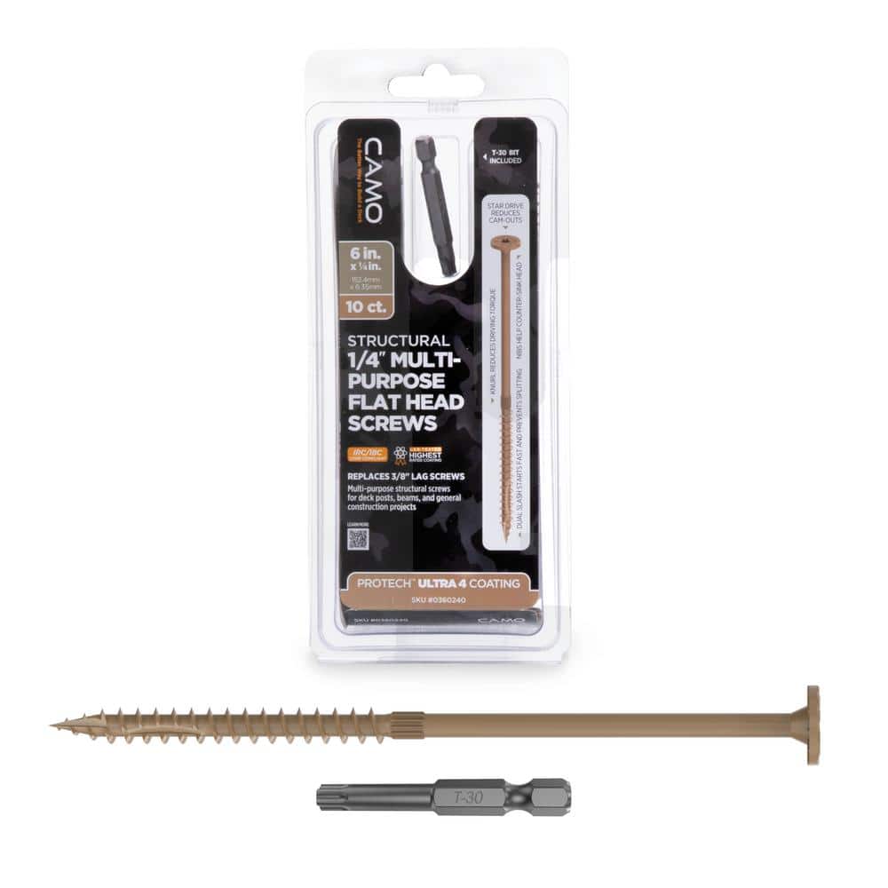 1/4 in. x 6 in. Star Drive Flat Head Multi-Purpose Structural Wood Screw - PROTECH Ultra 4 Exterior Coated (10-Pack) price history on PriceWatchPro