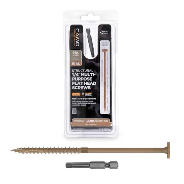 CAMO 1/4 in. x 6 in. Star Drive Flat Head Multi-Purpose Structural Wood Screw - PROTECH Ultra 4 Exterior Coated (10-Pack)