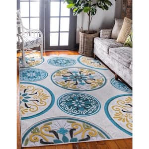 Outdoor Modern Cream 9 ft. x 12 ft. Area Rug