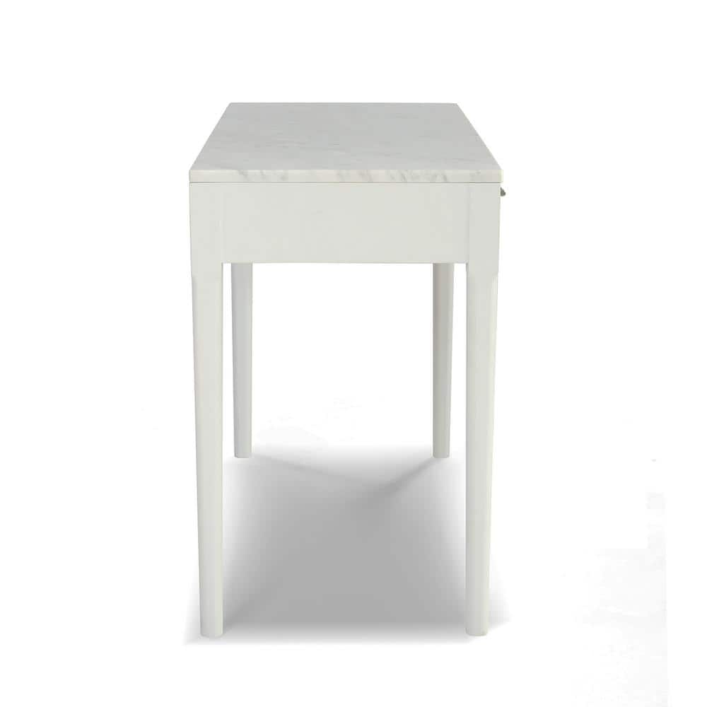 Sleek Carrara Marble & Wood Console Table with Storage - 36"