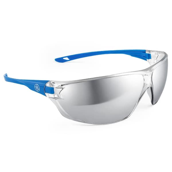 03 Series Blue Frame Safety Glasses w/ Mirror Anti-Fog Lens-ANSI Certified GE103MAF
