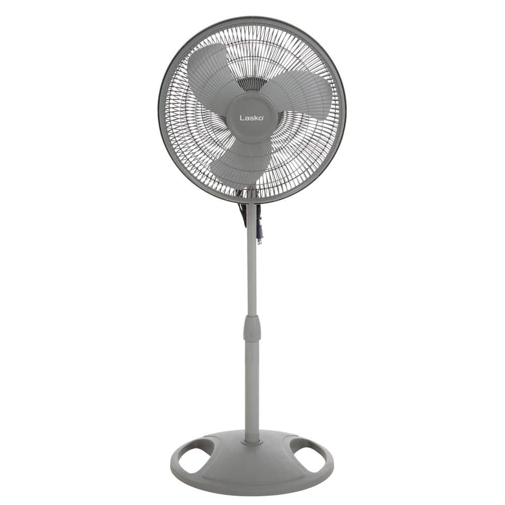 Gray Adjustable Height Oscillating Pedestal Fan with 16-inch Diameter