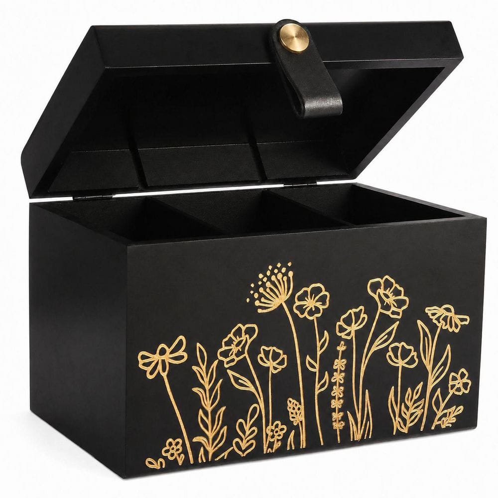 100% Solid Wood Tampon Holder Box with Moisture-Resistant Flip Lid and Copper Leather Handle Decor Box price history on PriceWatchPro