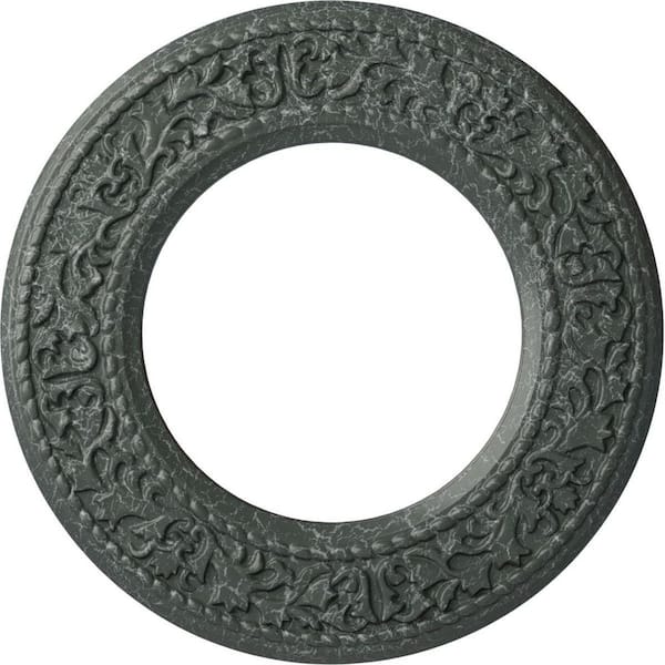 Ekena Millwork 3/4" x 13-3/8" x 13-3/8" Polyurethane Jet Blackthorn Ceiling Medallion, Athenian Green Crackle