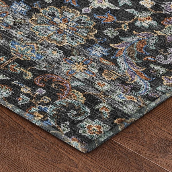 Mayfield Premium Machine Washable Abstract AMF2485 Black 10 ft. x 14 ft. Area Rug