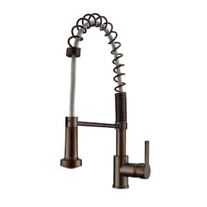 Niall Single Handle Deck Mount Spring Gooseneck Pull Down Spray Kitchen Faucet with Lever Handle 2 in Oil Rubbed Bronze