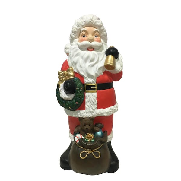 Home Accents Holiday 36 in. H Christmas Santa with Wreath and LED Lights