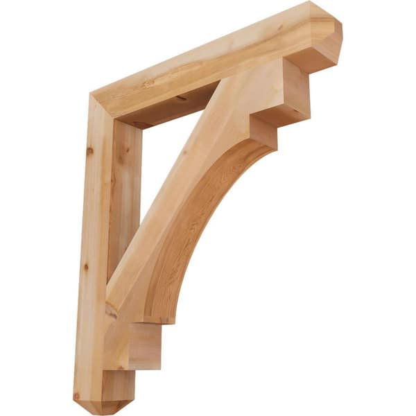 Ekena Millwork 5.5 in. x 48 in. x 42 in. Western Red Cedar Merced Craftsman Smooth Bracket