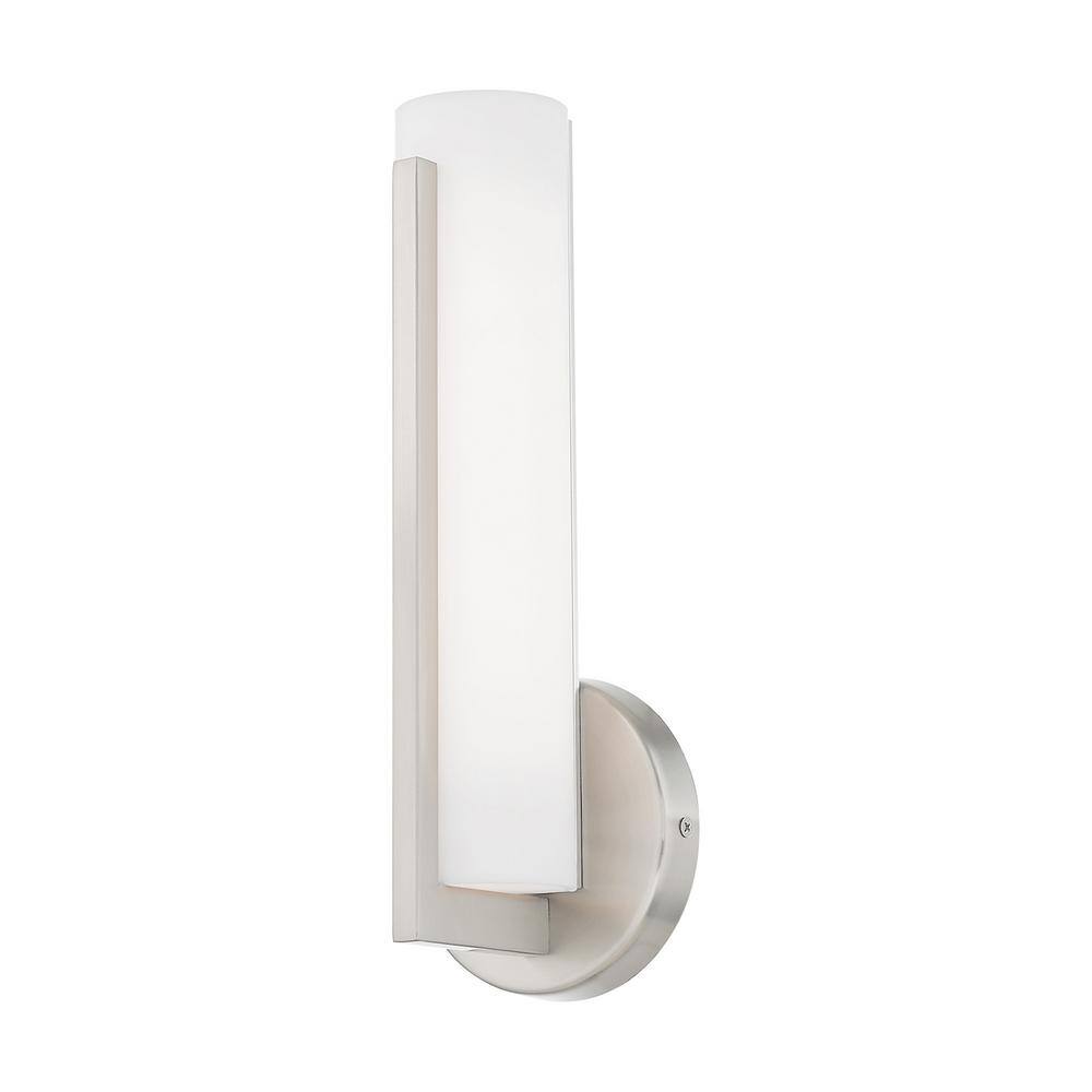 Sleek Brushed Nickel Vanity Wall Sconce with Satin White Shade