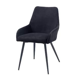 Zudora Black Linen Fabric Side Chair set of 1