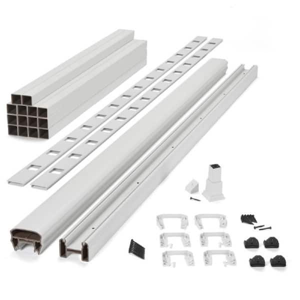 Transcend 6ft.  x 42 in. Classic White Composite Horizontal Deck Rail Kit with Matching square composite balusters
