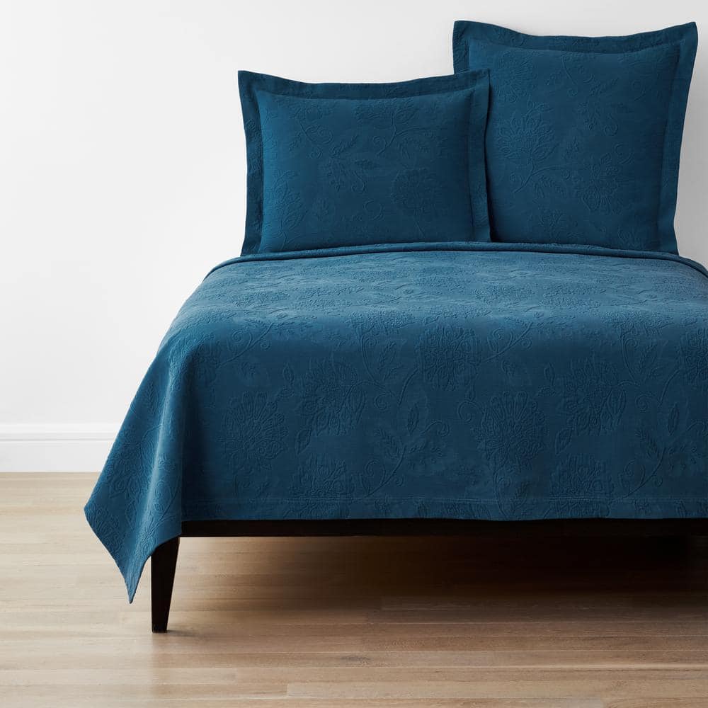 Putnam Matelasse Midnight Blue Cotton King Coverlet -  The Company Store, 50170Q-K-MID-BL