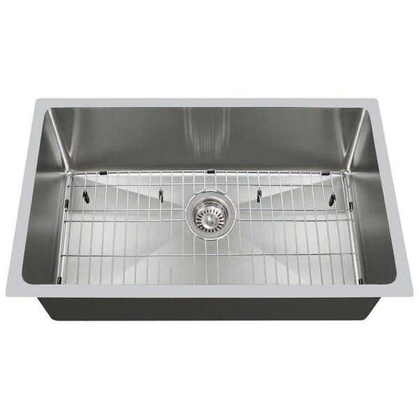 Polaris Sinks Undermount Stainless Steel 31-1/4 in. Single Bowl Kitchen Sink Kit