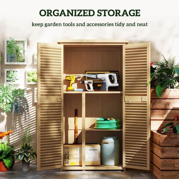 34.30 in. W x 18.30 in. D x 63 in. H Yellow Wood Outdoor Storage