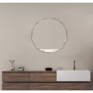 30 in. W x 30 in. H Round Frameless Beveled Edge Wall Bathroom Vanity Mirror