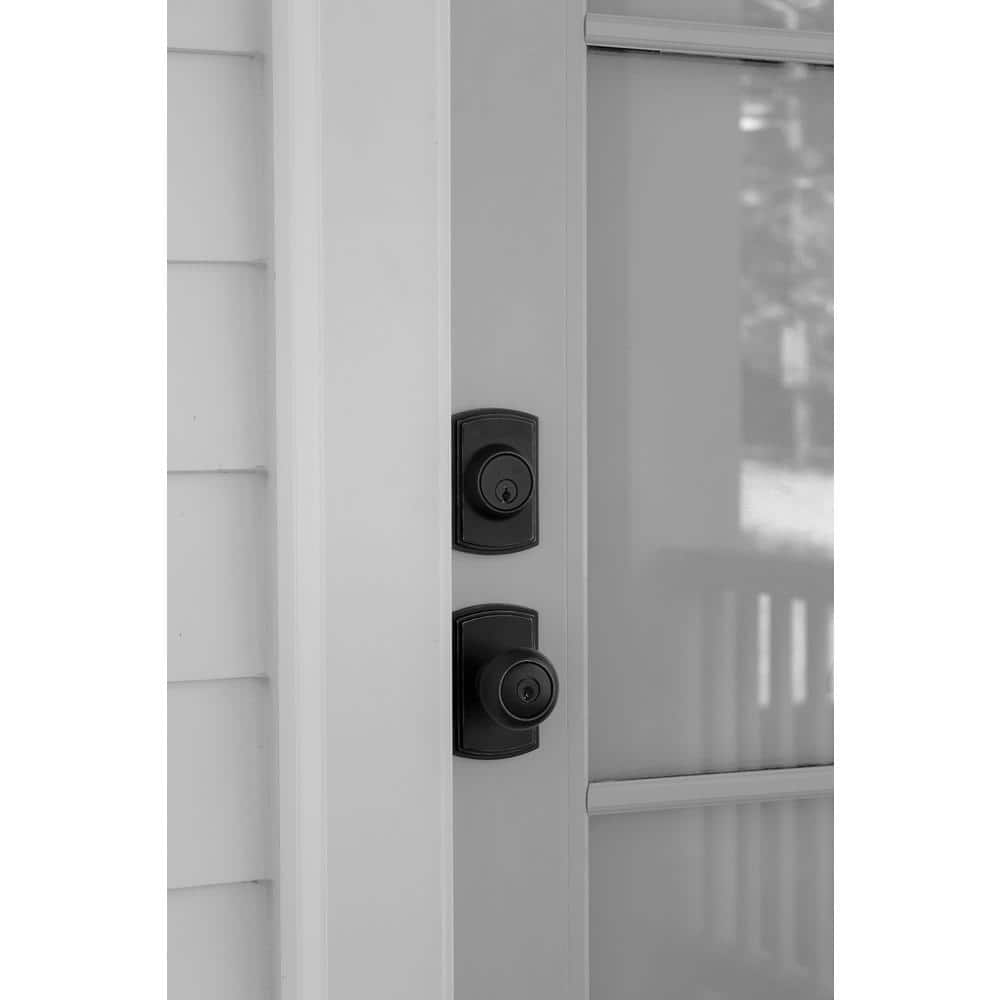 Matte Black Single Cylinder Deadbolt with Enlarged Back Plate