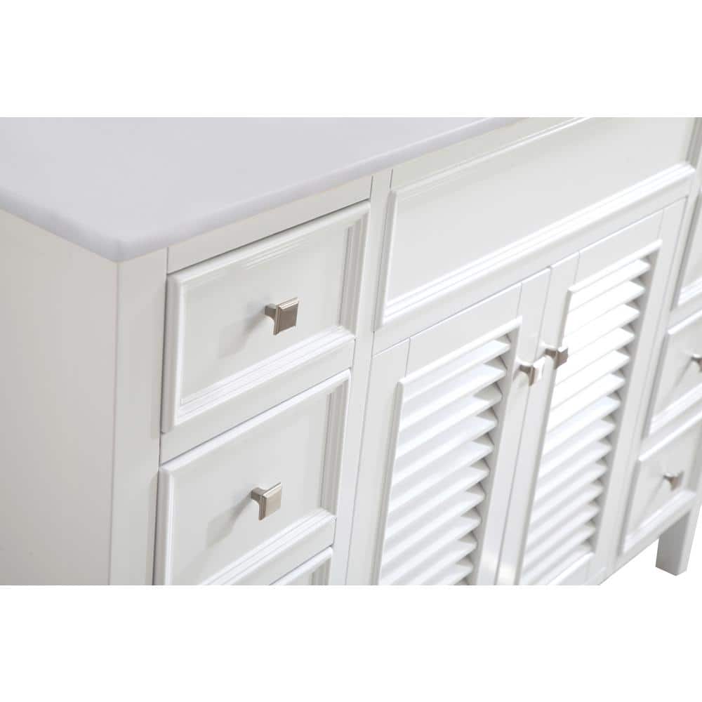 48" Antique White Freestanding Vanity with Quartz Countertop