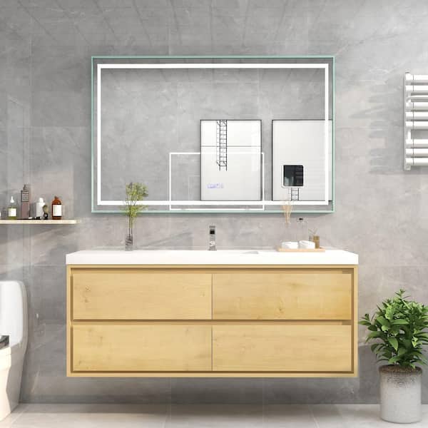 Moreno Bath Sage 59.5 in. W x 19.75 in. D x 24.75 in. H Vanity in Light Oak with Reinforced Acrylic Vanity Top in White