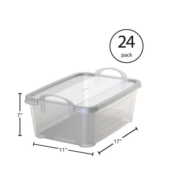 MPM 4 Packs Transparent Plastic Bins Storage Box, Deep Plastic