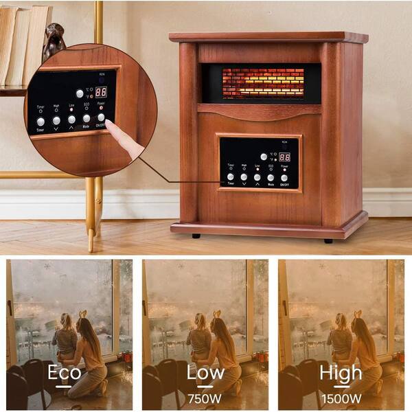 Lifeplus 1500-Watt Electric Infrared Quartz Heater Wood Cabinet with LED  Digital Screen, Remote Control and Timer, Dark Walnut OSHE0040-W3J - The  Home Depot